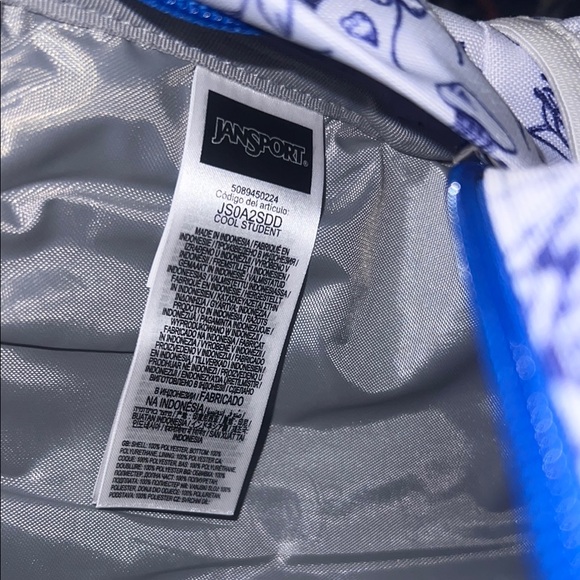 Jansport Blue and Brown Backpack with Floral Design BNWT - Picture 8 of 10